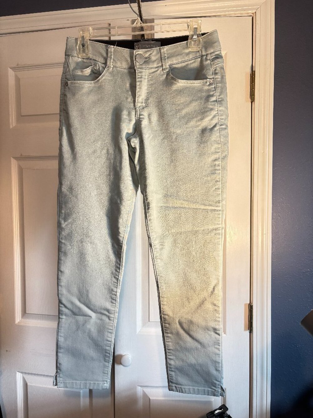Wit & Wisdom Skinny Jeans Women Size 4 Stretch Gray/Mint Green